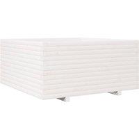 Berkfield Home Garden Planter White 100x100x49.5 cm Solid Wood Pine