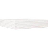 Berkfield Home Garden Planter White 110x110x23 cm Solid Wood Pine | Size: 110 x 110 x 23 cm