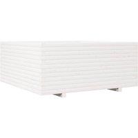 Berkfield Home Garden Planter White 110x110x49.5 cm Solid Wood Pine