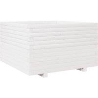 Berkfield Home Garden Planter White 80x80x49.5 cm Solid Wood Pine