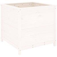 Berkfield Home Garden Planter White 82.5x82.5x78 cm Solid Wood Pine