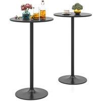 Gymax 2 Pcs Round Bar Table Bistro Pub Table with Adjustable Height in Black | Size: 2 Pack