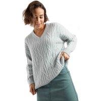 Weird Fish Women's Ambius Cable Knit Sparkle Jumper in Light Blue | Size: 8