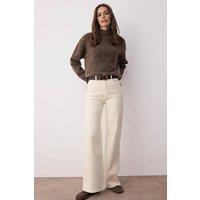 WOVCOR Women's High Waist Wide Leg Jeans in Ecru | Size: 10