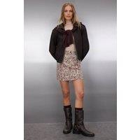 WOVCOR Women's Snake Print Mini Denim Skirt in Brown | Size: 12