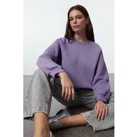 WOVCOR Women's Basic Crew Neck Fleece Sweatshirt in Lilac | Size: Medium