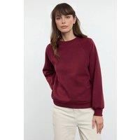 WOVCOR Women's Basic Crew Neck Fleece Sweatshirt in Burgundy | Size: XS