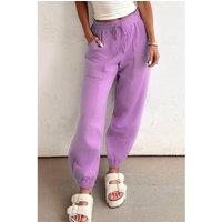 Everyday The Label Women's Lilac Drawstring Waist Patchwork Solid Color Jogger Pants | Size: 18
