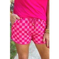 Everyday The Label Women's Rose Checkered Drawstring Elastic Waist Casual Shorts | Size: Large