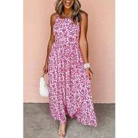 Everyday The Label Women's Pink Floral Cutout Back Empire Waist Sleeveless Maxi Dress | Size: Small