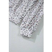 Everyday The Label Women's White Classic Leopard Hoodie & Shorts Set | Size: XL