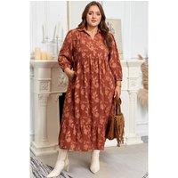 Everyday The Label Women's Floral Print Tiered Dress - Cinnamon Maxi | Size: 2XL