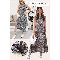 Everyday The Label Women's Multicolour Leopard Checkered Double Printed Reversible Sleeveless | Size: Large