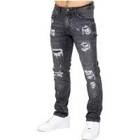 Enzo Men's Straight Leg Ripped Denim Jeans in Grey | Size: 34R