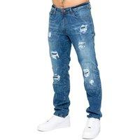 Enzo Men's Straight Leg Ripped Denim Jeans in Light Blue | Size: 36R
