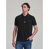 Beverly Hills Polo Club Men's TIPPED PLACKET TAG POLO SHIRT in Black | Size: Large