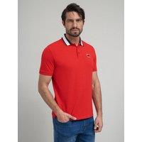Beverly Hills Polo Club Men's COLLAR STRIPE POLO SHIRT in Red | Size: Large