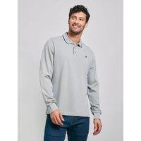 Beverly Hills Polo Club Men's TIPPED POLO PONY LS POLO SHIRT STEEL in Grey | Size: Medium