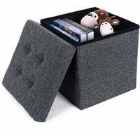 Dprodo Linen Storage Ottoman Folding Foot Rest Stool, 38cm x 38cm x 38cm in Dark Grey | Size: 38 cm x 38 cm x 38 cm