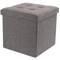 Dprodo Linen Storage Ottoman Folding Foot Rest Stool, 38cm x 38cm x 38cm in Light Grey | Size: 38 cm x 38 cm x 38 cm