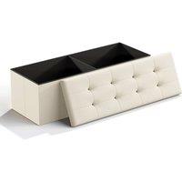 Dprodo Linen Storage Ottoman Folding Foot Rest Stool, 110cm x 38cm x 38cm in Beige | Size: 110 cm x 38 cm x 38 cm