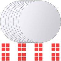 Berkfield Home 16 pcs Mirror Tiles Round Glass in Silver