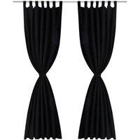 Berkfield Home 2 pcs Black Micro-Satin Curtains with Loops 140 x 175 cm