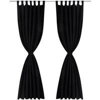 Berkfield Home 2 pcs Black Micro-Satin Curtains with Loops 140 x 225 cm