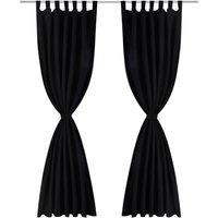 Berkfield Home 2 pcs Black Micro-Satin Curtains with Loops 140 x 245 cm