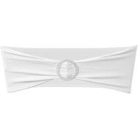 Berkfield Home 25 pcs White Stretchable Decorative Chair Band with Diamond Buckle