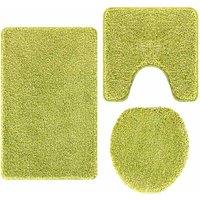 Berkfield Home 3 Piece Bath Mat Set Green Polypropylen Non-Slip | Size: Medium