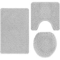Berkfield Home 3 Piece Bath Mat Set Grey Polypropylen Non-Slip | Size: Medium