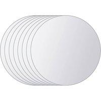 Berkfield Home 8 pcs Mirror Tiles Round Glass in Silver