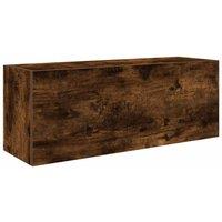 Berkfield Home Bathroom Wall Cabinet Smoked Oak 80x25x30 cm Engineered Wood in Brown | Size: 80 x 25 x 30 cm