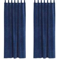 Berkfield Home Blackout Curtains with Hanging Loops 2 pcs Dark Blue Velvet