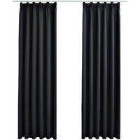 Berkfield Home Blackout Curtains with Hooks 2 pcs Black 140x245 cm