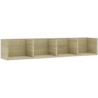Berkfield Home CD Wall Shelf Sonoma Oak 100x18x18 cm Engineered Wood in Beige | Size: 100 x 18 x 18 cm