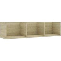 Berkfield Home CD Wall Shelf Sonoma Oak 75x18x18 cm Engineered Wood in Beige | Size: 75 x 18 x 18 cm