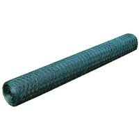 Berkfield Home Chicken Wire Fence Galvanised with PVC Coating 25x1 m Green