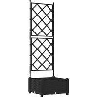 Berkfield Home Garden Planter with Trellis Black 40x40x125.5 cm