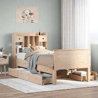 Berkfield Home Bookcase Bed without Mattress 75x190 cm Small Single Solid Wood Pine in Light Brown