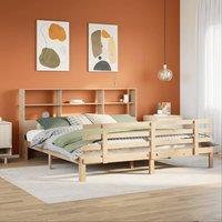 Berkfield Home Bookcase Bed without Mattress 180x200 cm Super King Solid Wood Pine in Light Tan