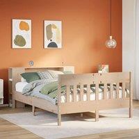 Berkfield Home Bookcase Bed without Mattress 135x190 cm Double Solid Wood Pine in Light Tan