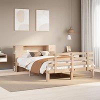 Berkfield Home Bookcase Bed without Mattress 120x200cm Solid Wood Pine in Light Tan | Size: Small Double