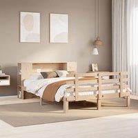 Berkfield Home Bookcase Bed without Mattress 135x190 cm Double Solid Wood Pine in Natural