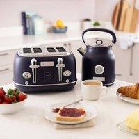 Charles Bentley 1.7L Kettle & 4 Slice Toaster Matt Dark Blue & Silver in Navy