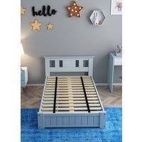 Somnior Elwood Solid Wooden Bed Frame with 3 Drawers in Blue | Size: Single