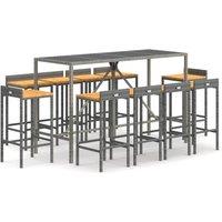 Berkfield Home 11 Piece Garden Bar Set Grey Poly Rattan& Solid Wood Acacia