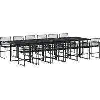 Berkfield Home 13 Piece Garden Dining Set Black Poly Rattan
