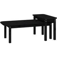 Berkfield Home 2 Piece Coffee Table Set Black Solid Wood Pine